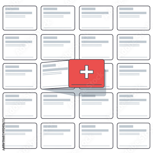 Red Medical Kit with White Cross Symbol on White Background.