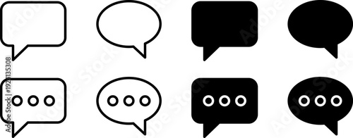 Set of modern chat bubble icons for digital communication