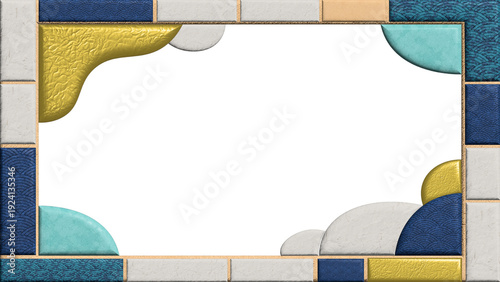 Decorative frame with gold and blue elements