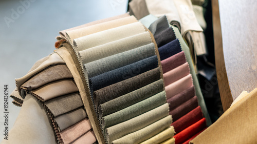 Tableau sur toile curtain fabric samples in the curtain salon