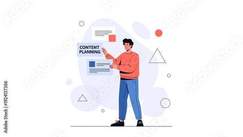 Man Planning Content Strategy on Digital Display