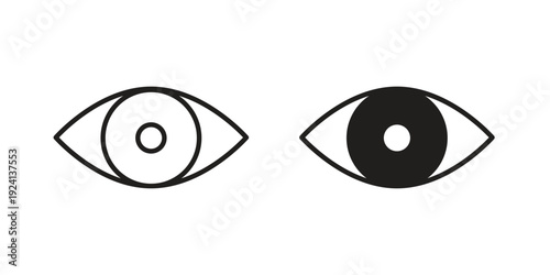 Eyes icon vector pack. Thin linear and black flat style.