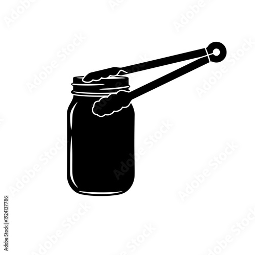 Tongs Holding Canning Jar Silhouette for Safe Preservation - Homesteading Concept