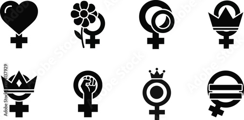 Combination of venus and mars symbols with various objects