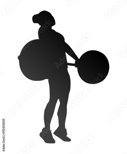 Female Athlete Barbell Clean Pull Silhouette – Olympic Weightlifting Vector