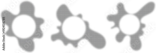 Halftone sound equalizer icons with lines dots circular sound wave frames abstract music audio beat symbols vector illustration