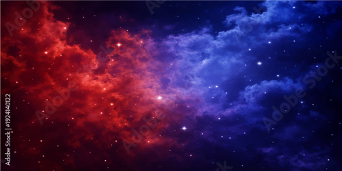 An abstract deep space background featuring a bright blue nebula and glowing stars amidst a dark cosmic galaxy field of the night sky universe