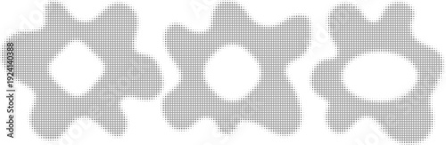 Halftone sound equalizer icons with lines dots circular sound wave frames abstract music audio beat symbols vector illustration