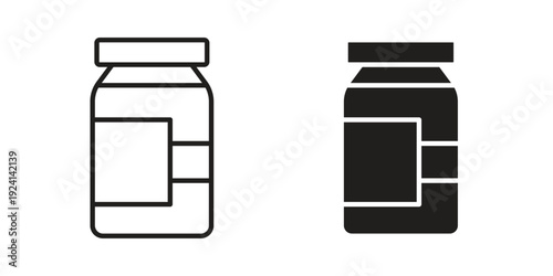 Jar icon vector pack. Thin linear and black flat style.