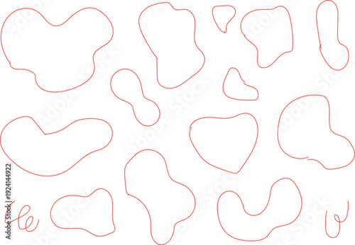 set of organic, amoeba-like shapes, which are frequently used as stencils for painting cow print patterns on various surfaces like wood, fabric, or walls. 
