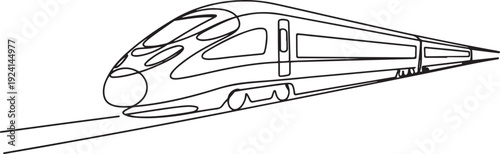 Continuous one line drawing of modern train. single line vector illustration. isolated white background