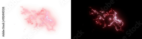 Photos PNG image of Vivid red electrical plasma energy discharge effect with bright whi