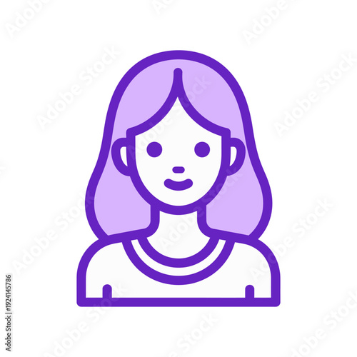 Woman Avatar Icon with Purple Hair in a Modern Minimalist Style