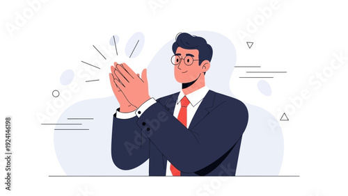 Businessman Clapping Hands, Applause, Appreciation, Success, Celebration, Positive Feedback