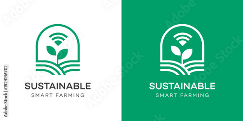 Sustainable Smart Farming Technology Logo  Modern Flat Design