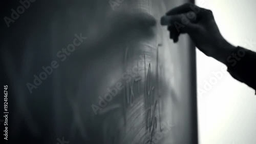 Hand Writing Drawings on Chalkboard in Classroom Setting