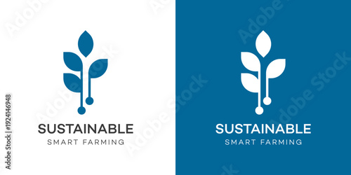 Sustainable Smart Farming Logo  Modern Technology Agriculture