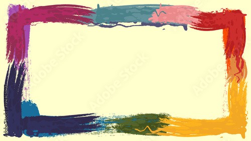 Colorful art frame with paint strokes