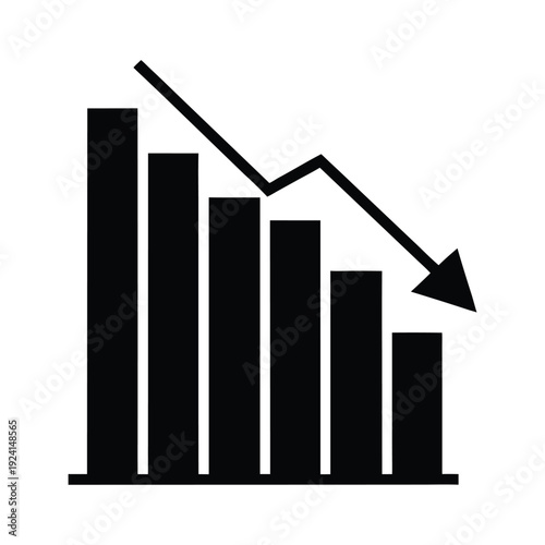 Declining trend graph with downward arrow