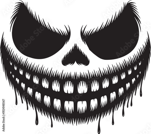 Scary face silhouette with dripping blood