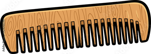 Wooden Comb Illustration for Hair Care and Styling.