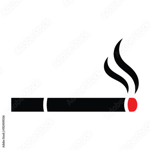 A lit cigarette with smoke rising symbolizing addiction habit and the dangers of smoking isolated on a clean white background representing health risks and cessation challenges