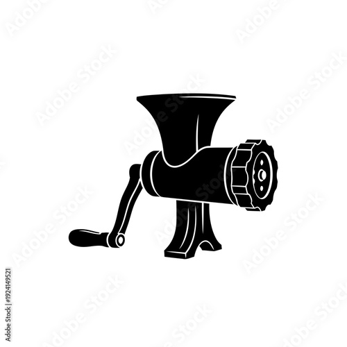 Hand Crank Manual Meat Grinder Silhouette for Butcher Preparation - Culinary Tool Concept