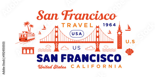 Vintage Stamp‑Style San Francisco Travel SVG – USA, US, U.S, United States Retro Golden Gate Bridge Emblem Design