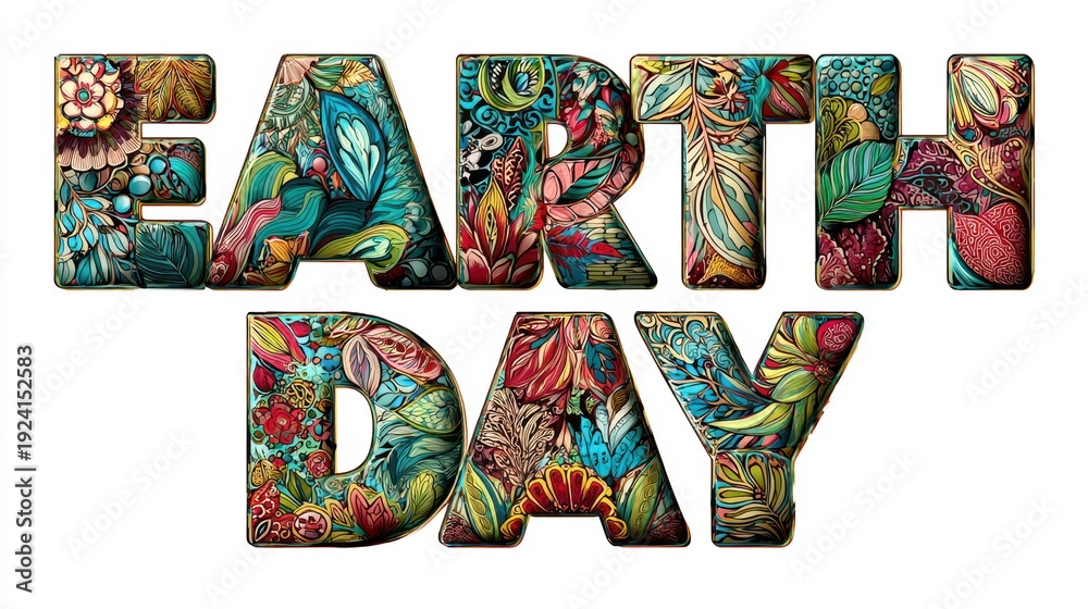 Naklejka premium Colorful Earth Day Celebration - Floral Design