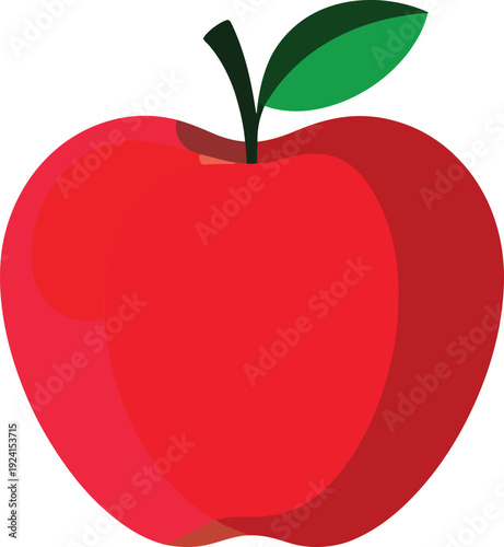 Red Apple with Green Leaf fruit