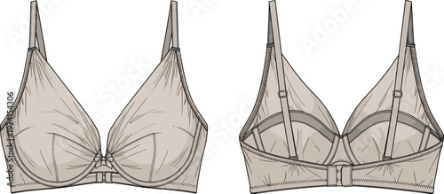 Ribbed racerback crop top technical sketch, sleeveless scoop neck tank, athletic summer vest, fashion flat drawing for apparel design, clothing template, vector, outline.