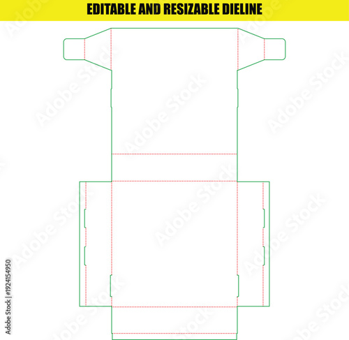 Resizable Dieline Template for a Reverse Tuck End Packaging Carton Structural Layout