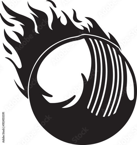 Smiling fireball face icon with dynamic flames isolated on white background vector illustration