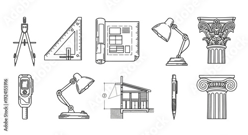 Architectural and Engineering Design Tools with Classical Column Icons
