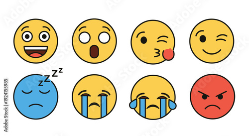Collection of diverse emoji faces illustrating various human emotions and digital communication.