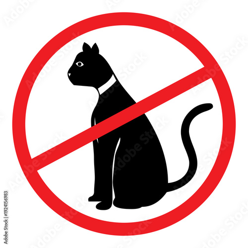 No Cats Allowed Sign, Forbidden Feline Symbol.