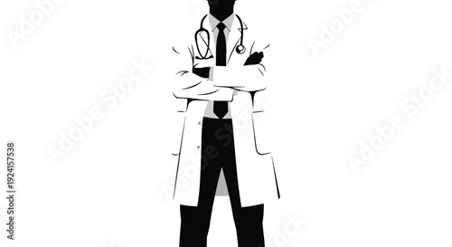 Silhouette of a Doctor in a Lab Coat with Stethoscope.