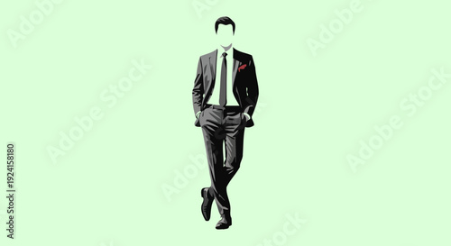 Man in Suit Standing Confidently with Hands in Pockets.