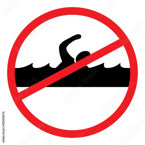 No Swimming Sign Icon Vector Illustration.