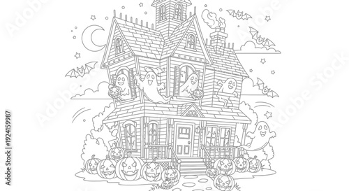 Spooky House Illustration with Fantasy Elements.