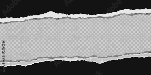 Torn paper edges reveal a transparent checkered background