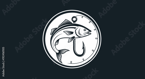 Black and White Fish Logo Design Element.