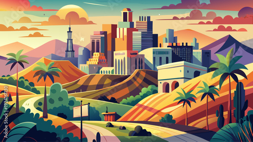 Very beautiful world famous Hollywood sign standing proudly on sunlit hills overlooking Los Angeles, representing dreams, cinema history, and the spirit of American filmmaking.
