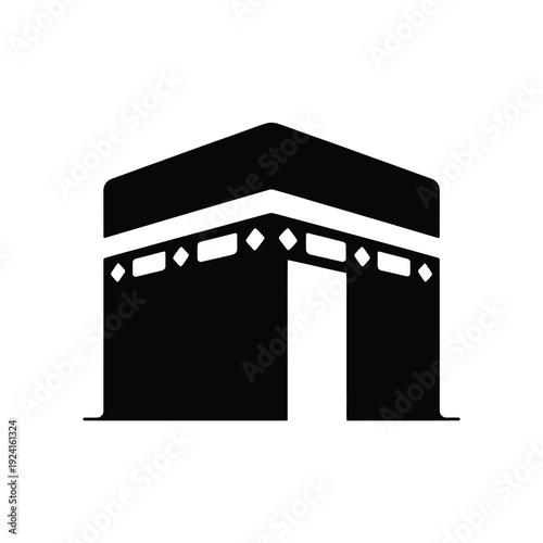 Icon depicting the kaaba a significant islamic structure with detailed black silhouette and doorway