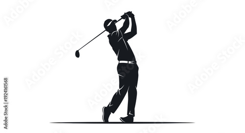 Golfer in Action Silhouette Golfing Posture.