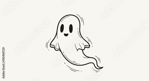 Friendly Cartoon Ghost Character Design Illustration.