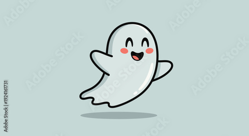 Cute Cartoon Ghost Character with Smile.