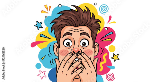 Man with Hands Covering his Mouth.