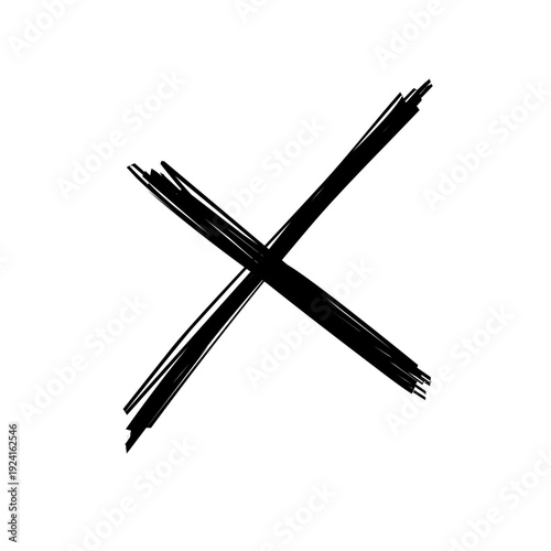 hand drawn x mark on white background