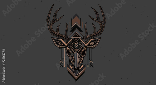 Ornate Deer Head Logo Design Element.